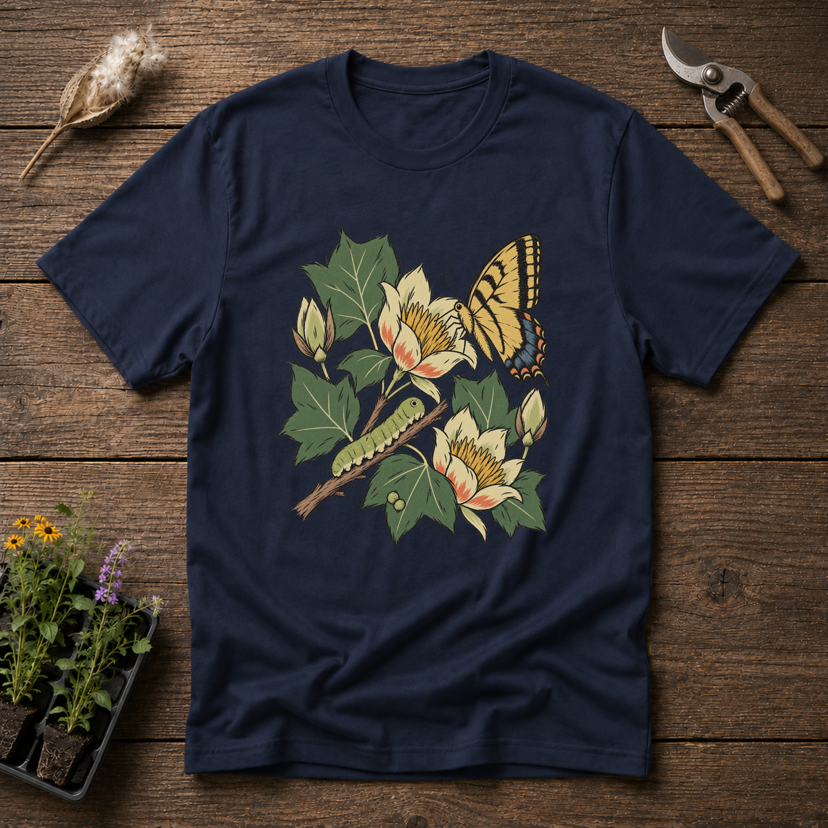 Whimsical Swallowtail T-Shirt in Navy