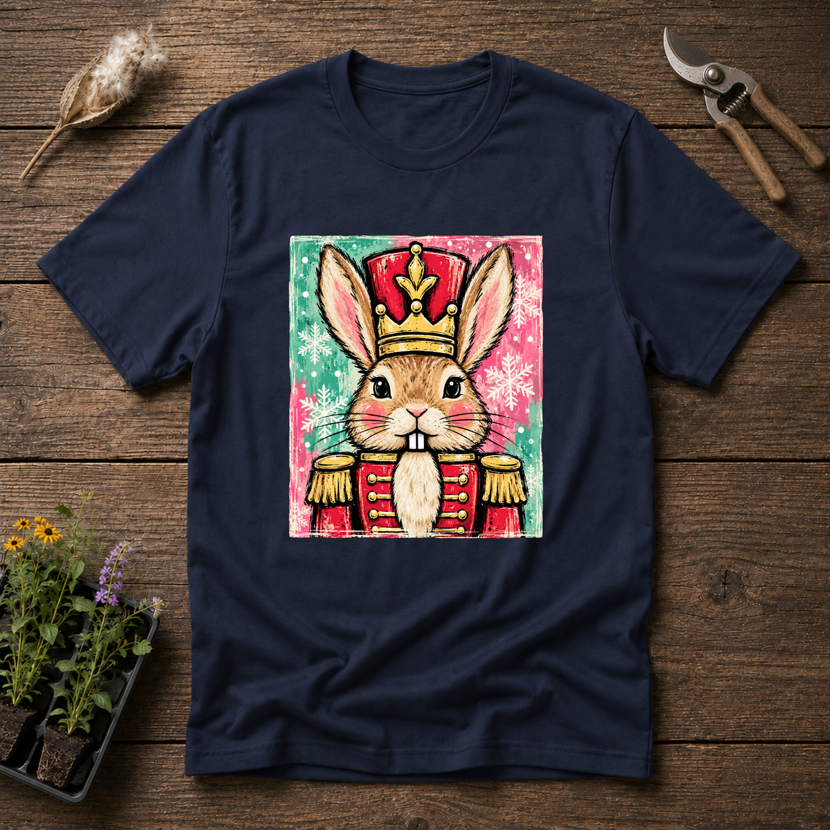 Cute Hare Nutcracker T-Shirt in Navy
