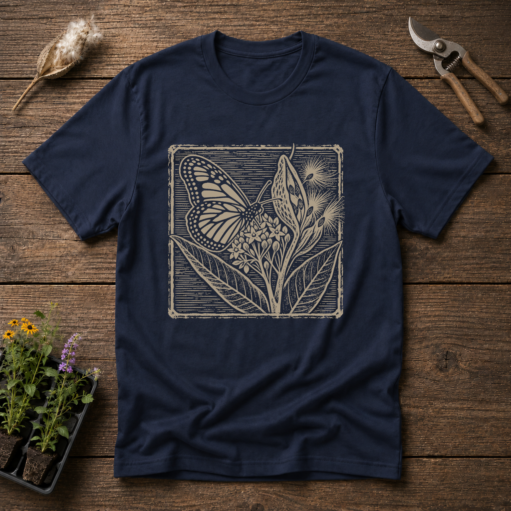 Monarch Milkweed Linocut T-Shirt