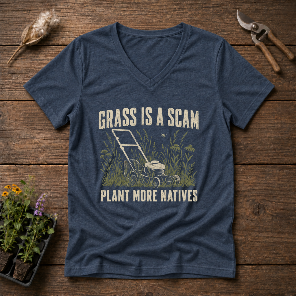 Turf Scam V-Neck Tee in Navy