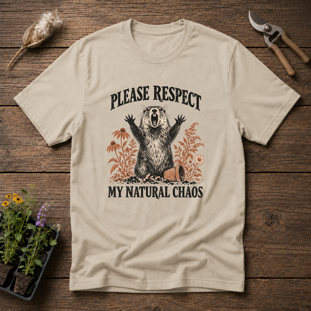 Respect My Chaos T-Shirt in Sand
