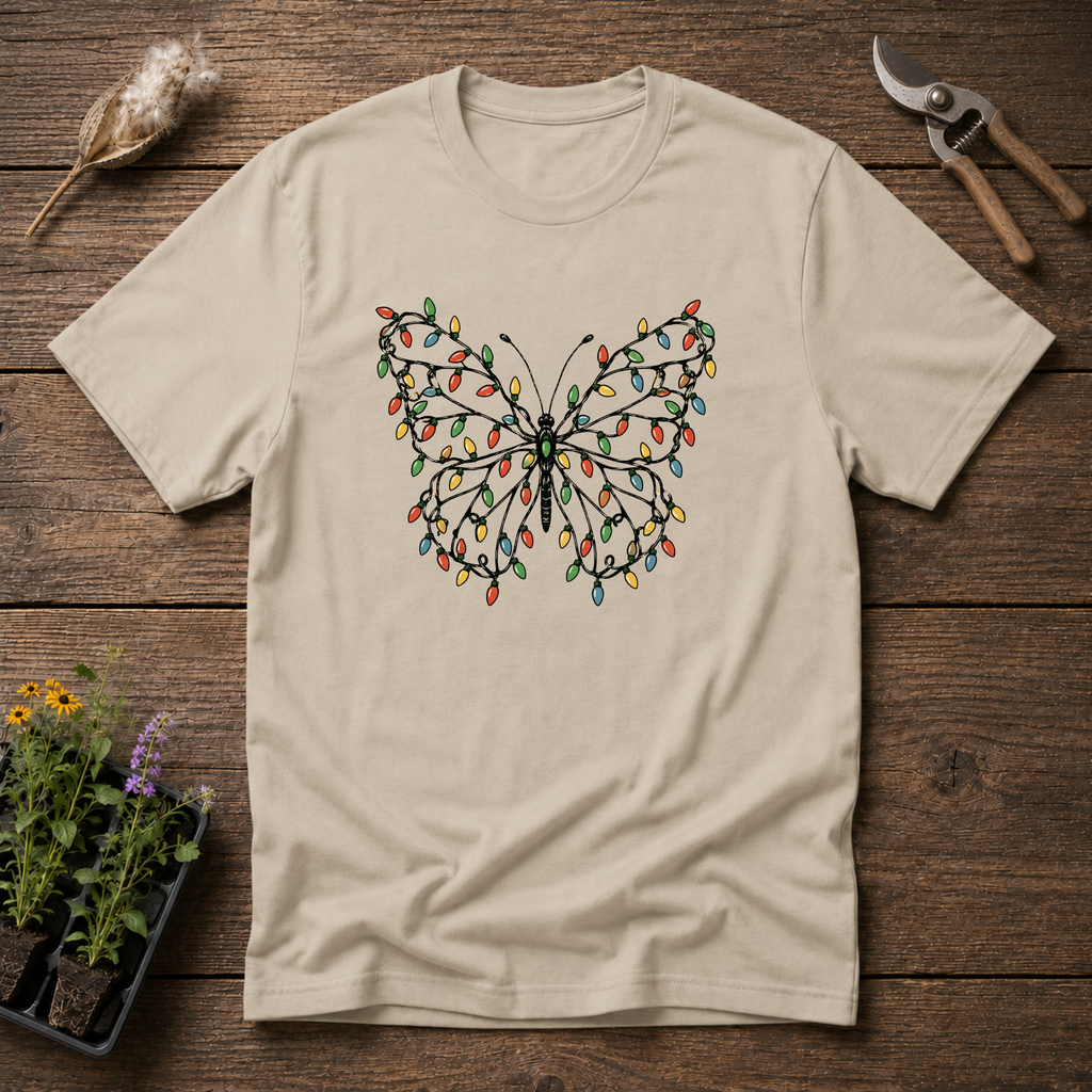 Christmas Light Butterfly T-Shirt in Sand