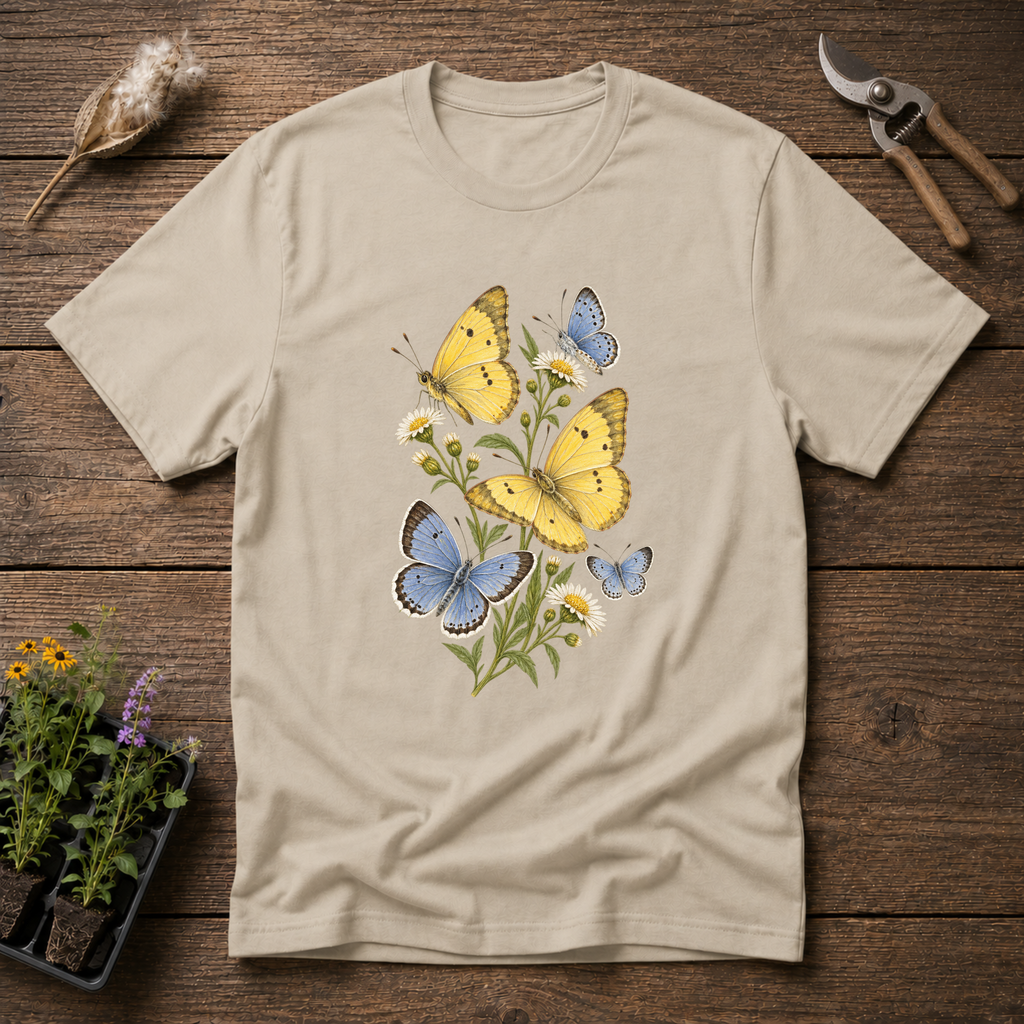 Blue Sulphur Butterflies T-Shirt in Sand