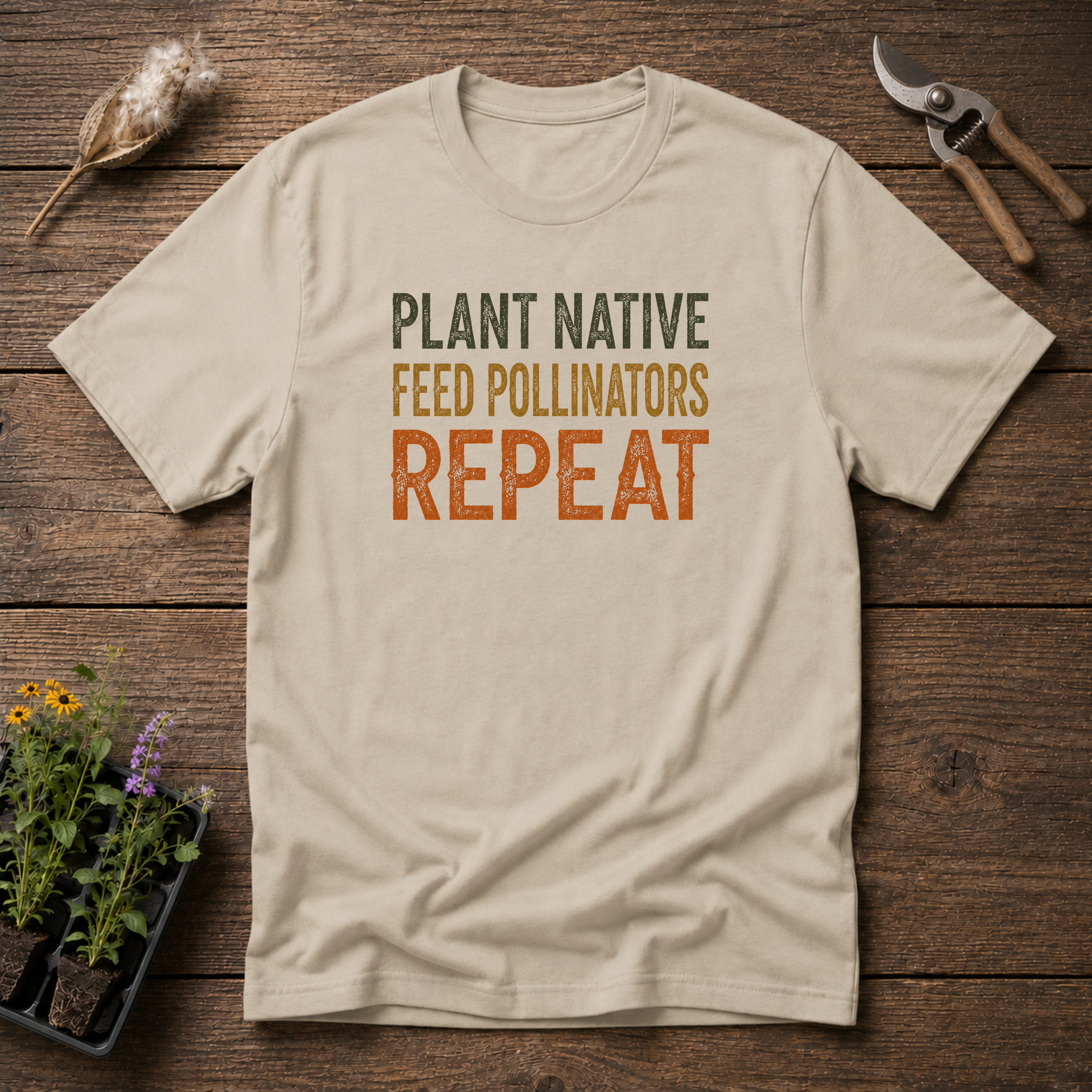 Plant Native Feed Pollinators Repeat T-Shirt