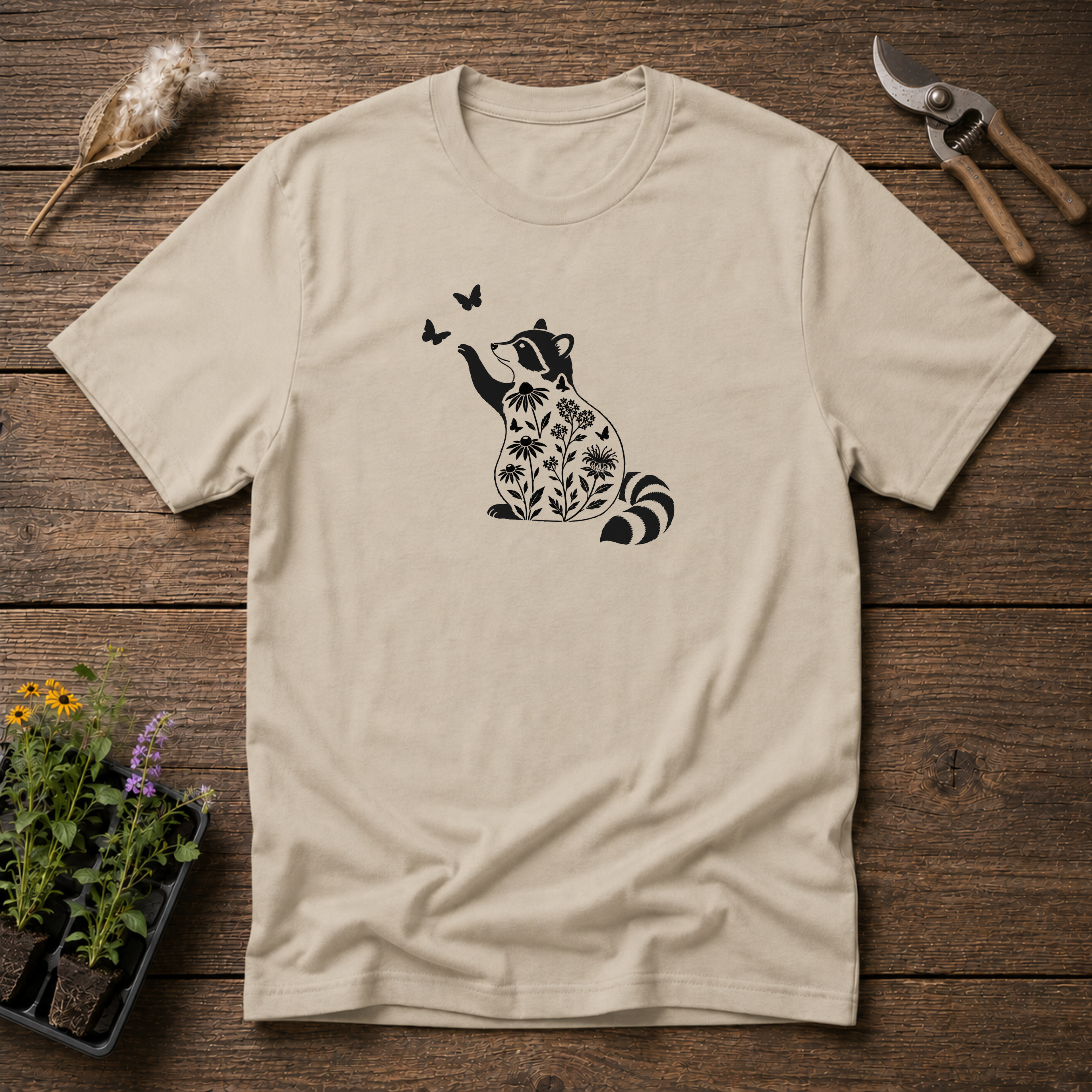 Raccoon & Native Blooms T-Shirt