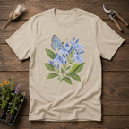 Cassius Blue Butterfly T-Shirt in Sand