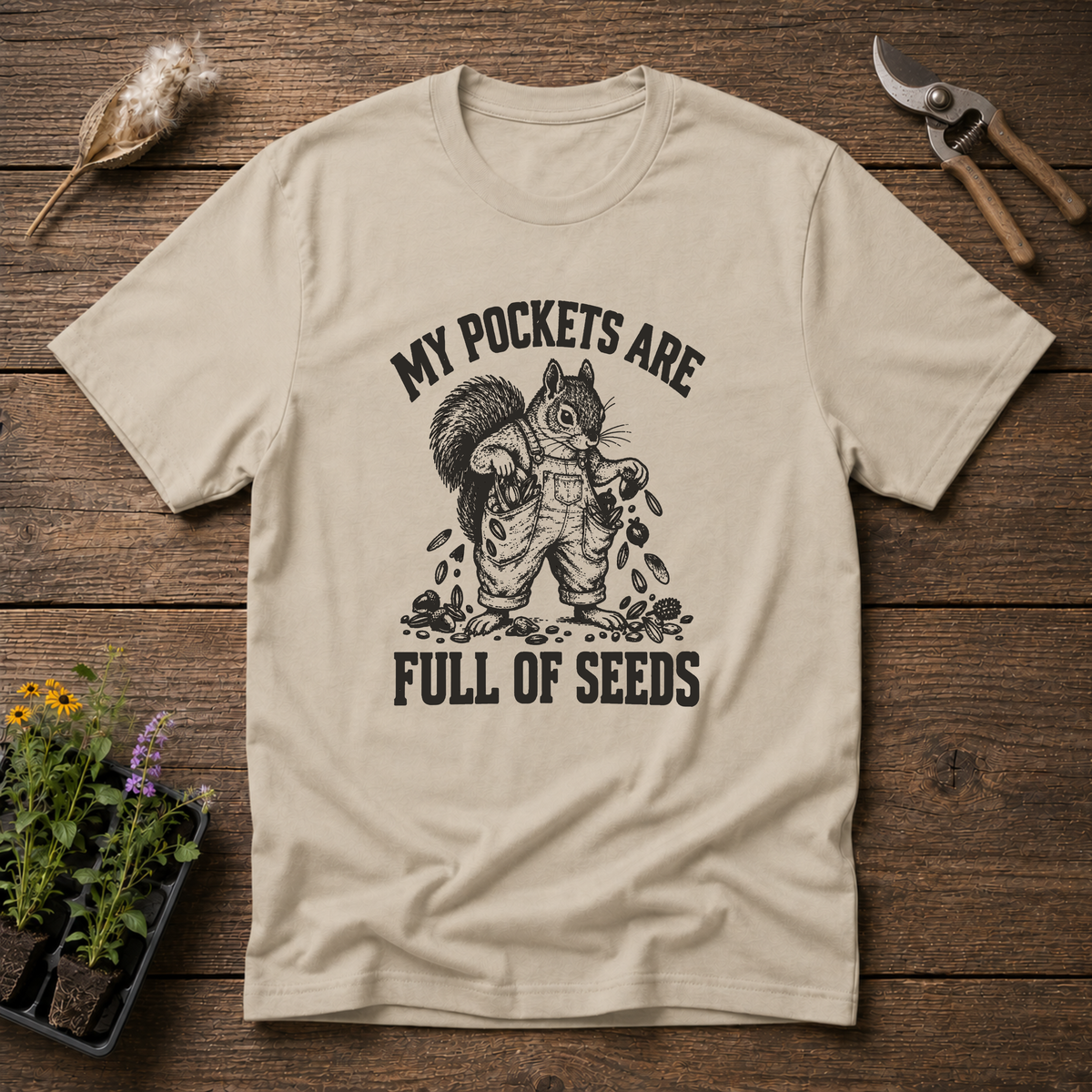 Seed-Filled Pockets T-Shirt in Sand