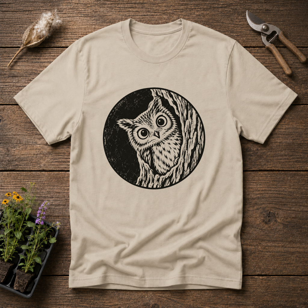 Curious Owl T-Shirt in Sand