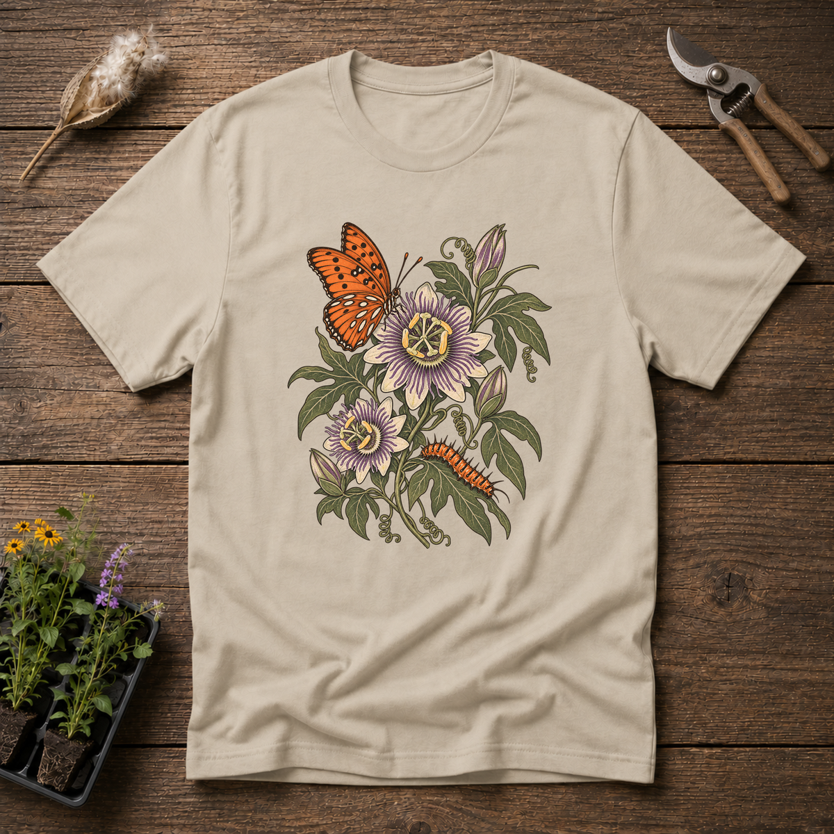 Gulf Fritillary T-Shirt in Sand