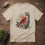 Scarlet Tanager Bird T-Shirt in Sand