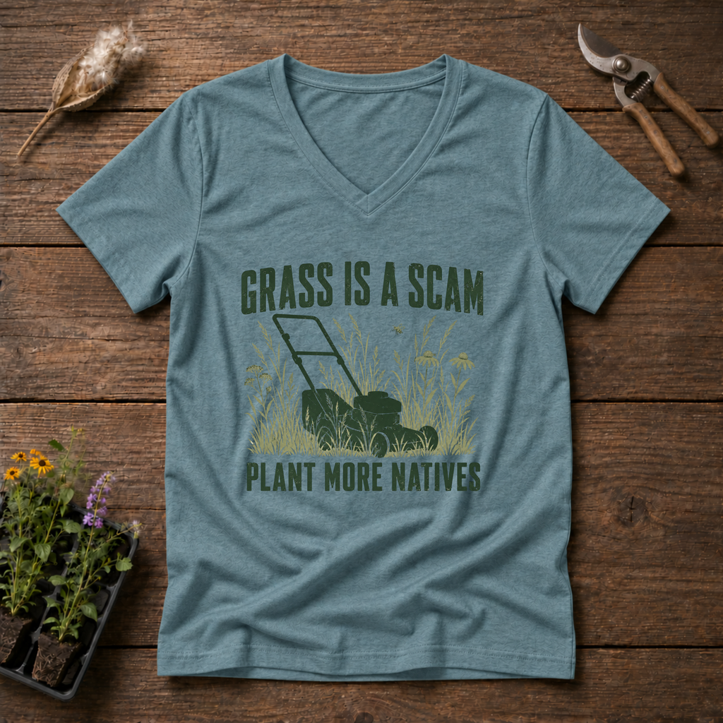 Turf Scam V-Neck Tee in Slate