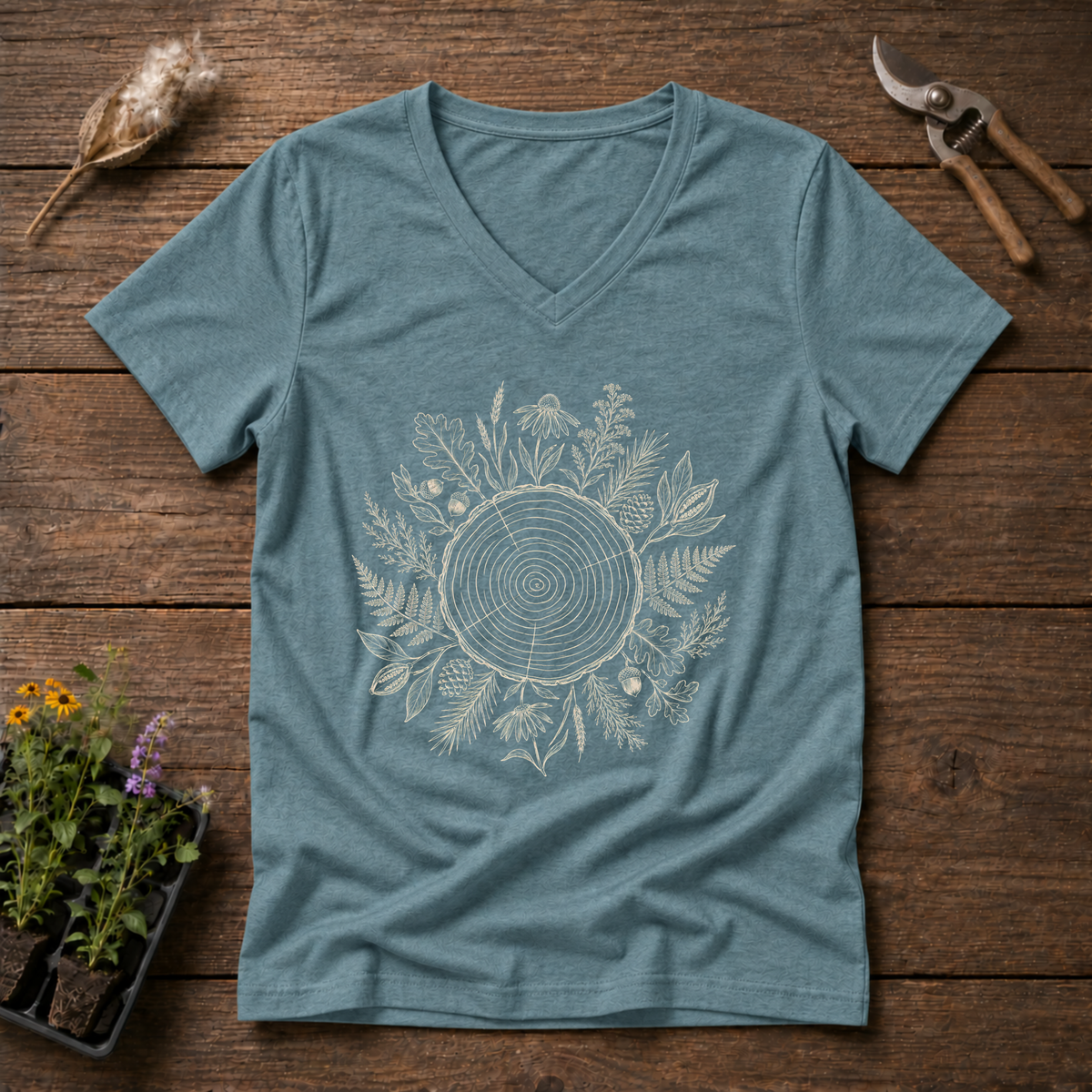 Native Forest Circle V-Neck Tee