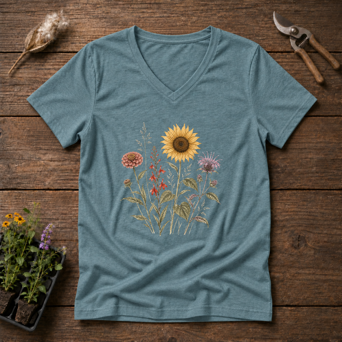 Native Wildflowers V-Neck Tee