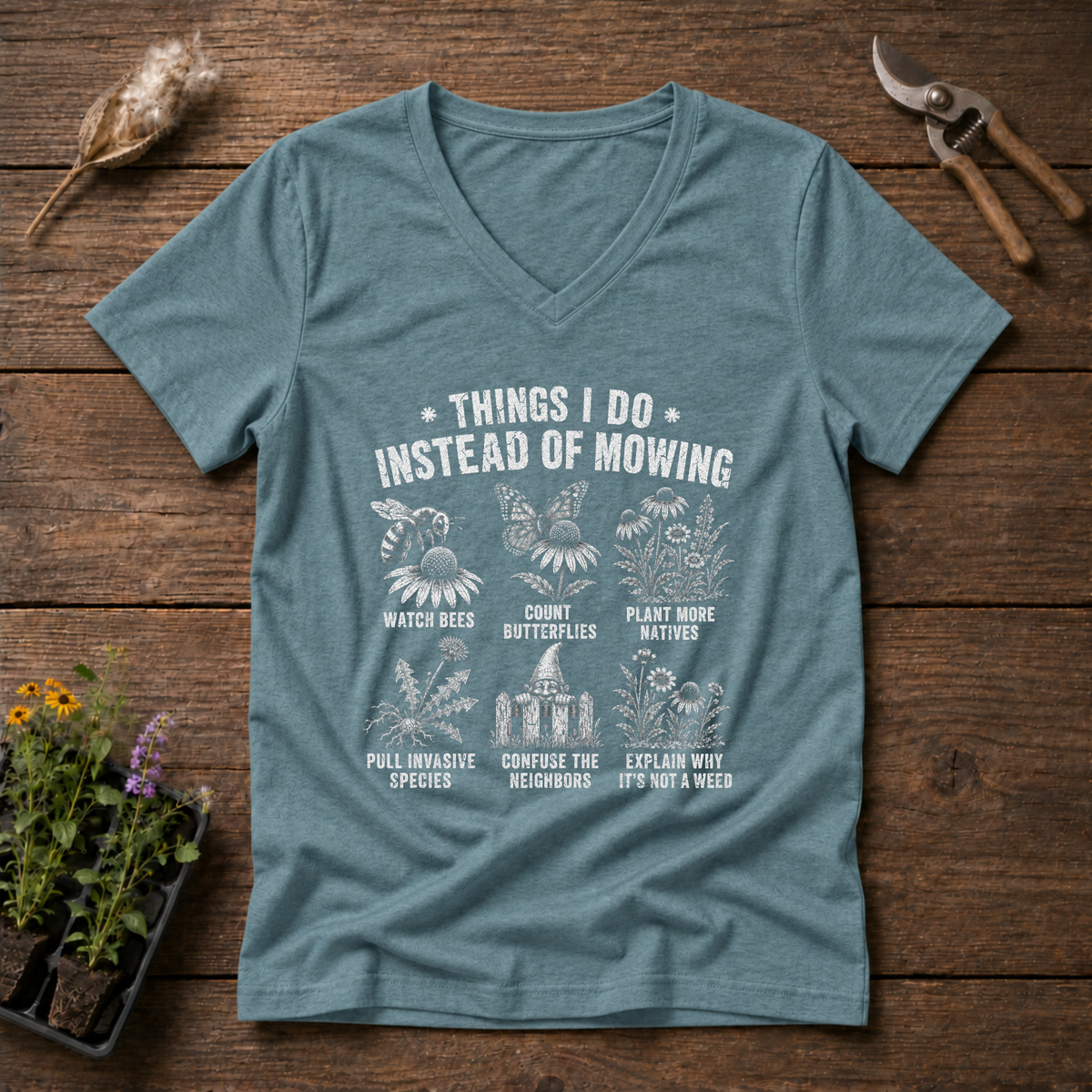 Skip Mowing V-Neck Tee