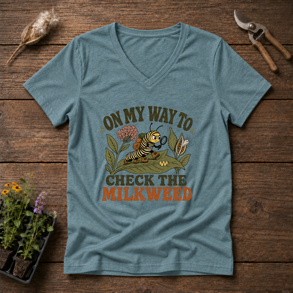 Checking The Milkweed V-Neck Tee in Slate