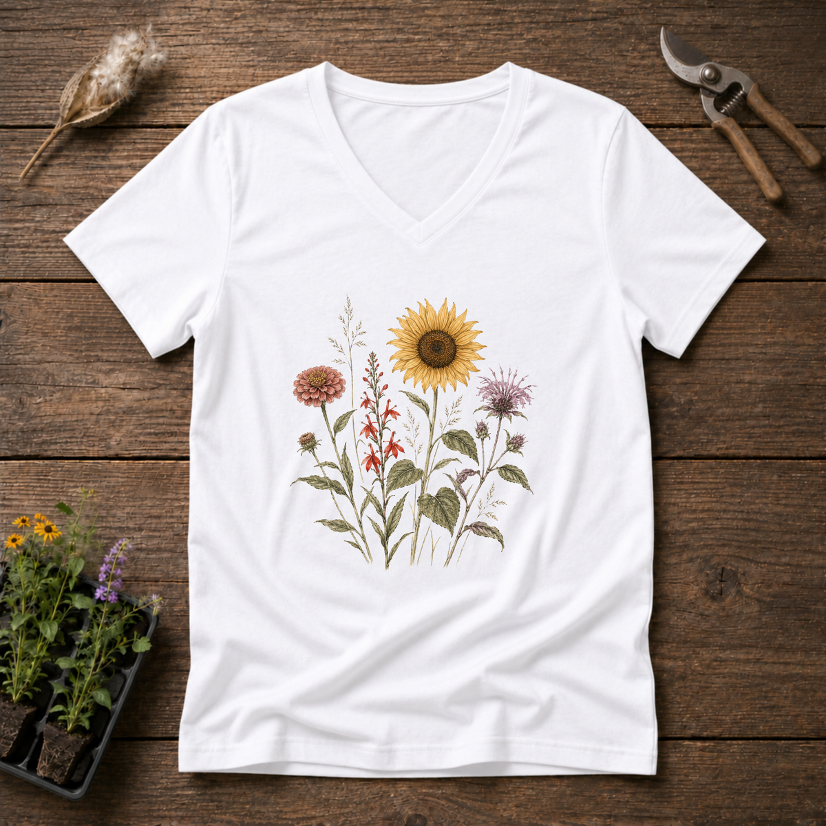 Native Wildflowers V-Neck Tee