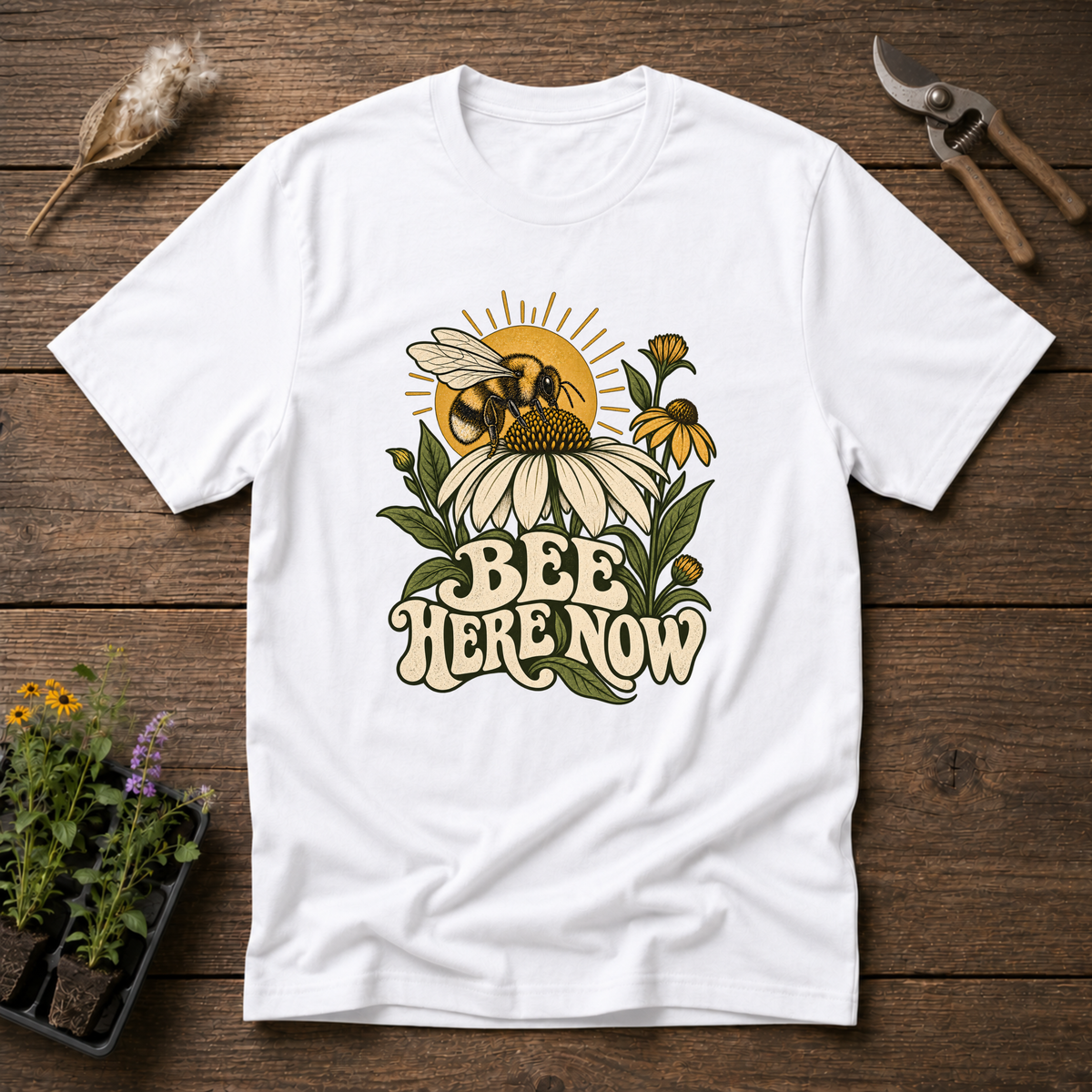 Bee Here Now T-Shirt in White