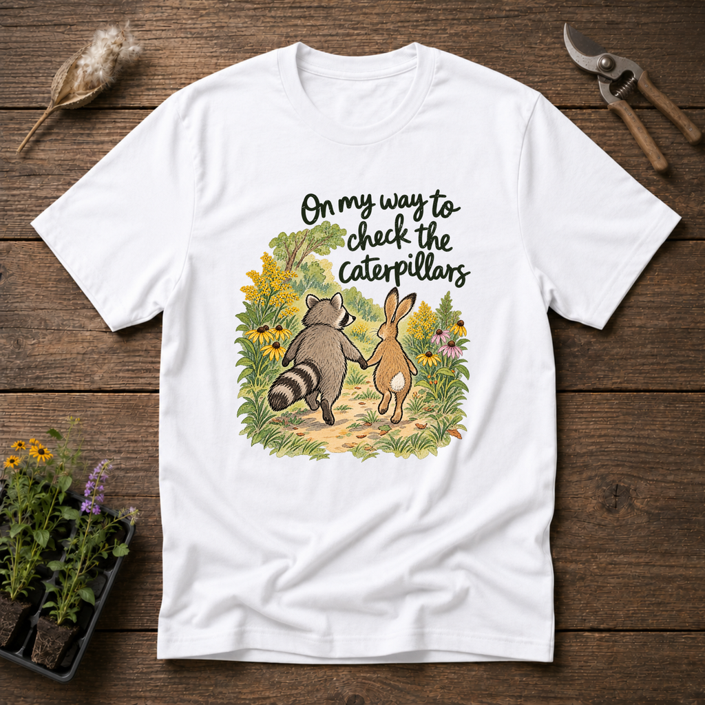 Checking The Caterpillars T-Shirt in White