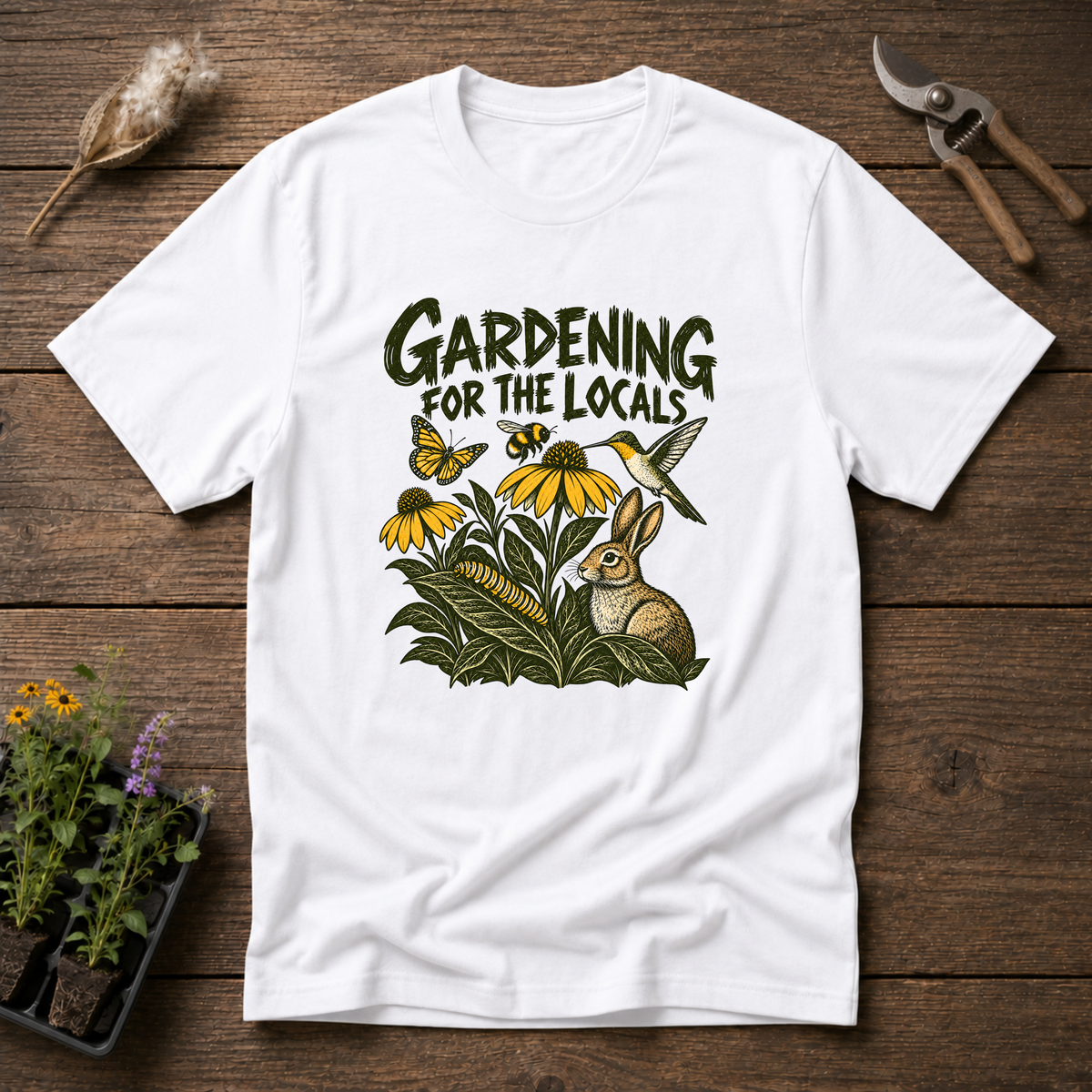 Gardening For Locals T-Shirt in White