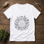 Native Forest Circle V-Neck Tee in White