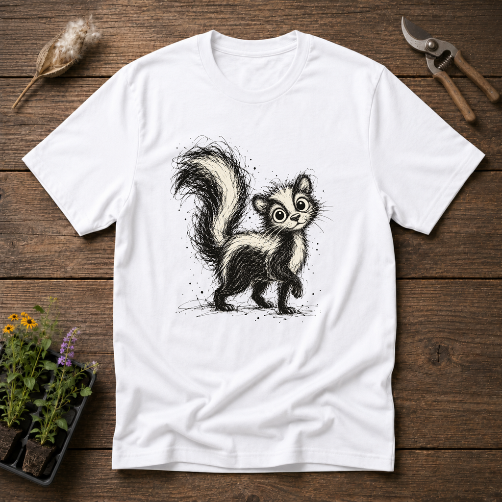 Scribble Skunk T-Shirt in White