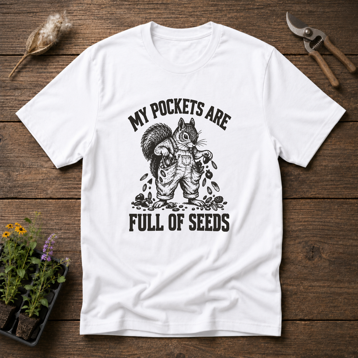 Seed-Filled Pockets T-Shirt in White