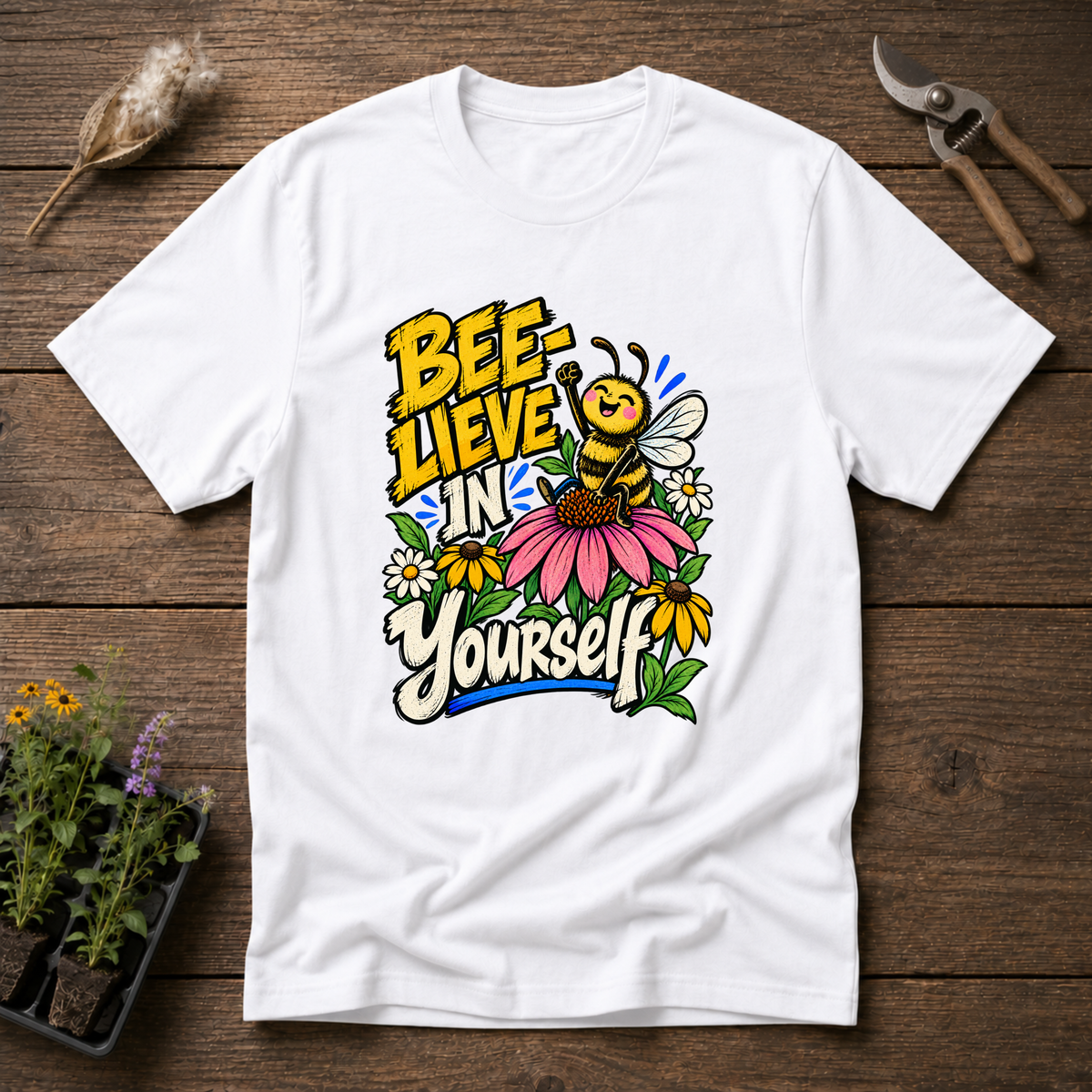 Bee-Lieve In Yourself T-Shirt in White