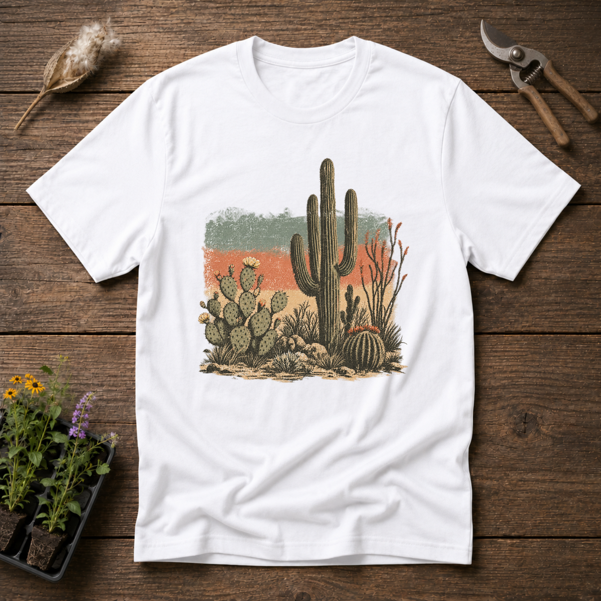 Desert Cacti T-Shirt in White