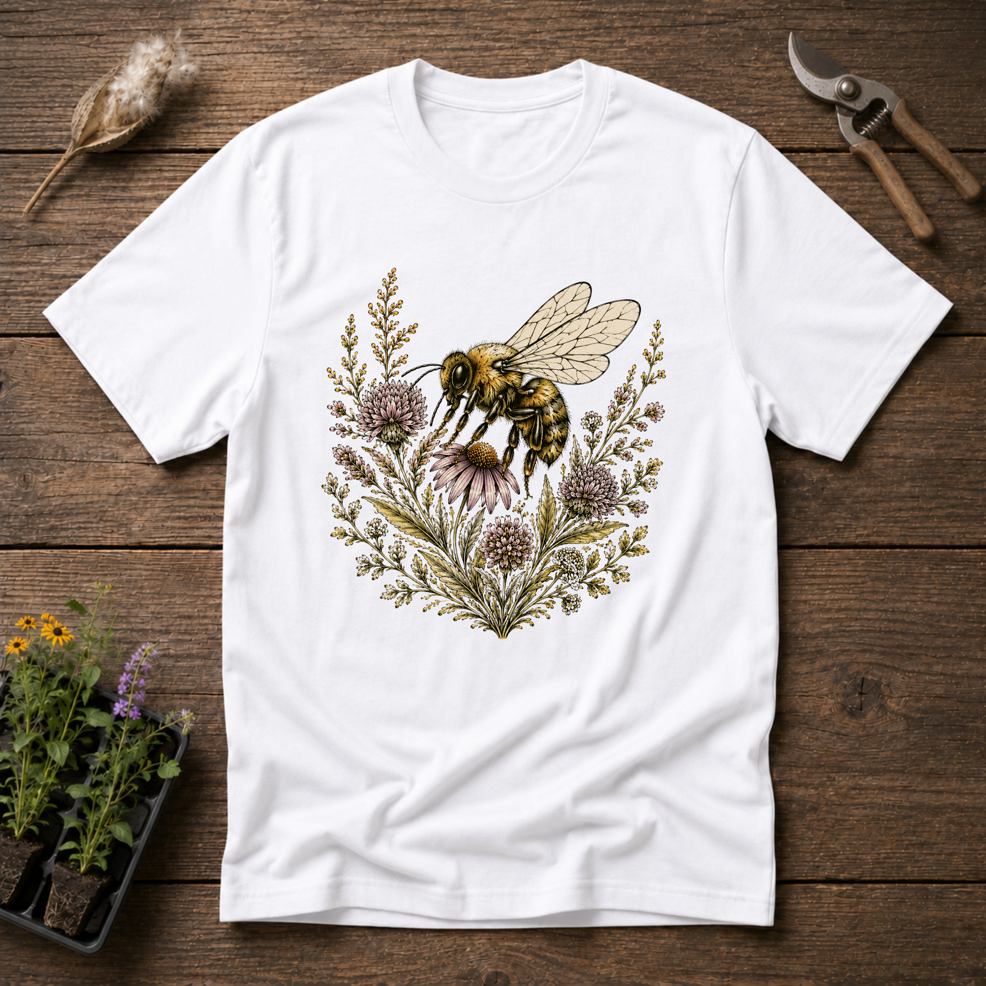 Honeybee Wildflower Wreath T-Shirt