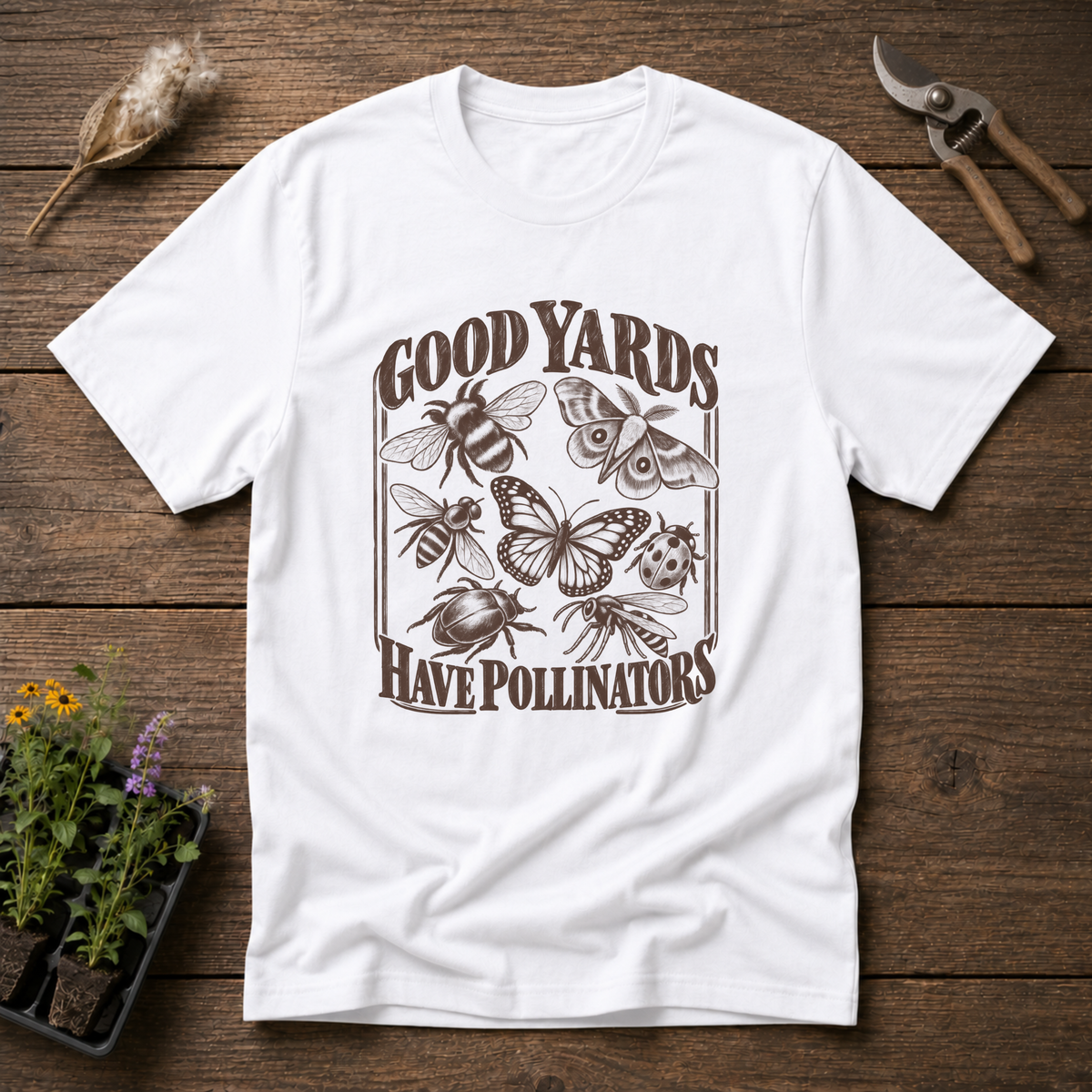 Pollinator-Friendly Yard T-Shirt in White