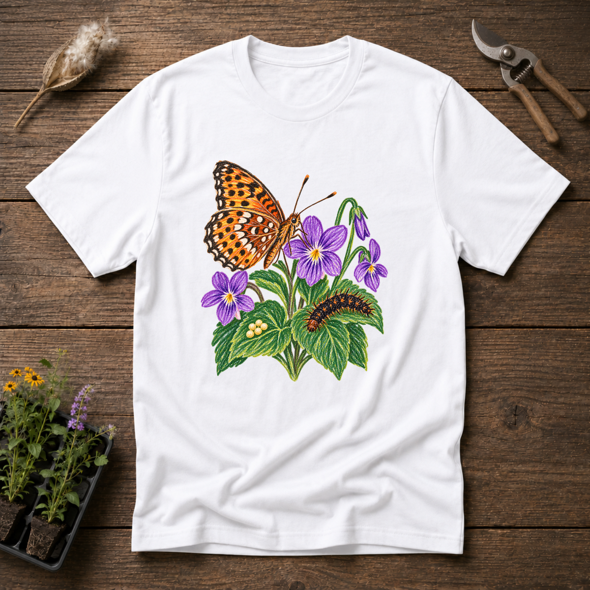 Great Spangled Fritillary T-Shirt in White