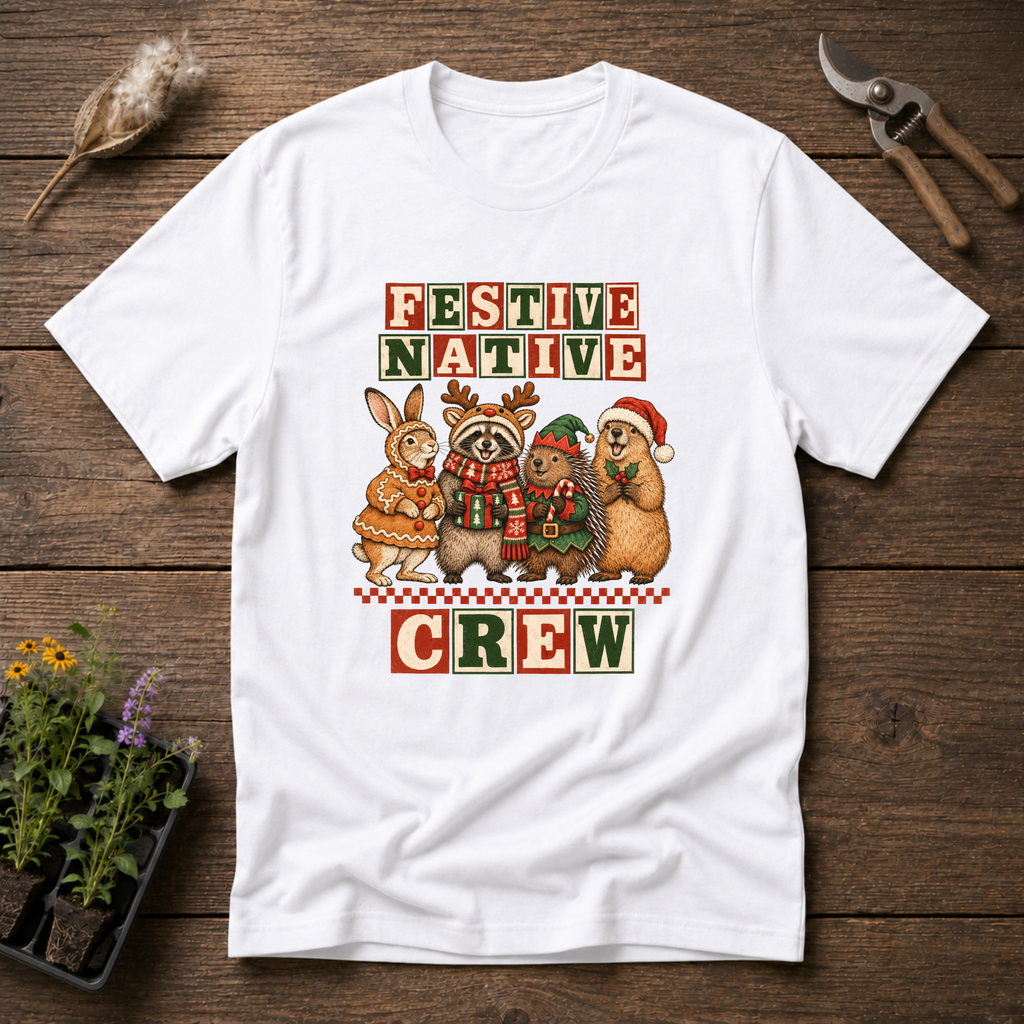 Festive Native Crew T-Shirt in White