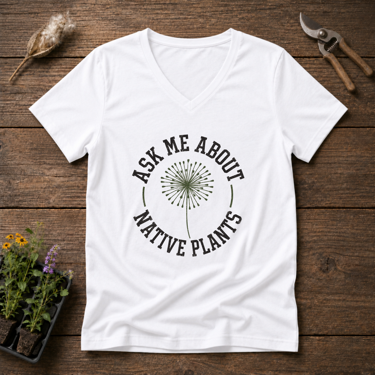 Native Plant Questions V-Neck Tee