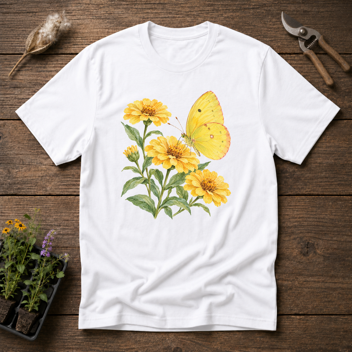 Cloudless Sulphur Zinnias T-Shirt