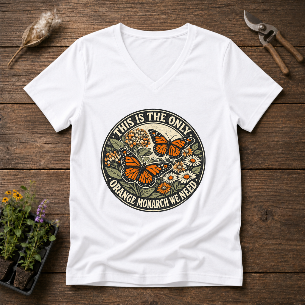 Orange Monarch Only V-Neck Tee