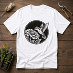Hummingbird & Zinnia T-Shirt in White