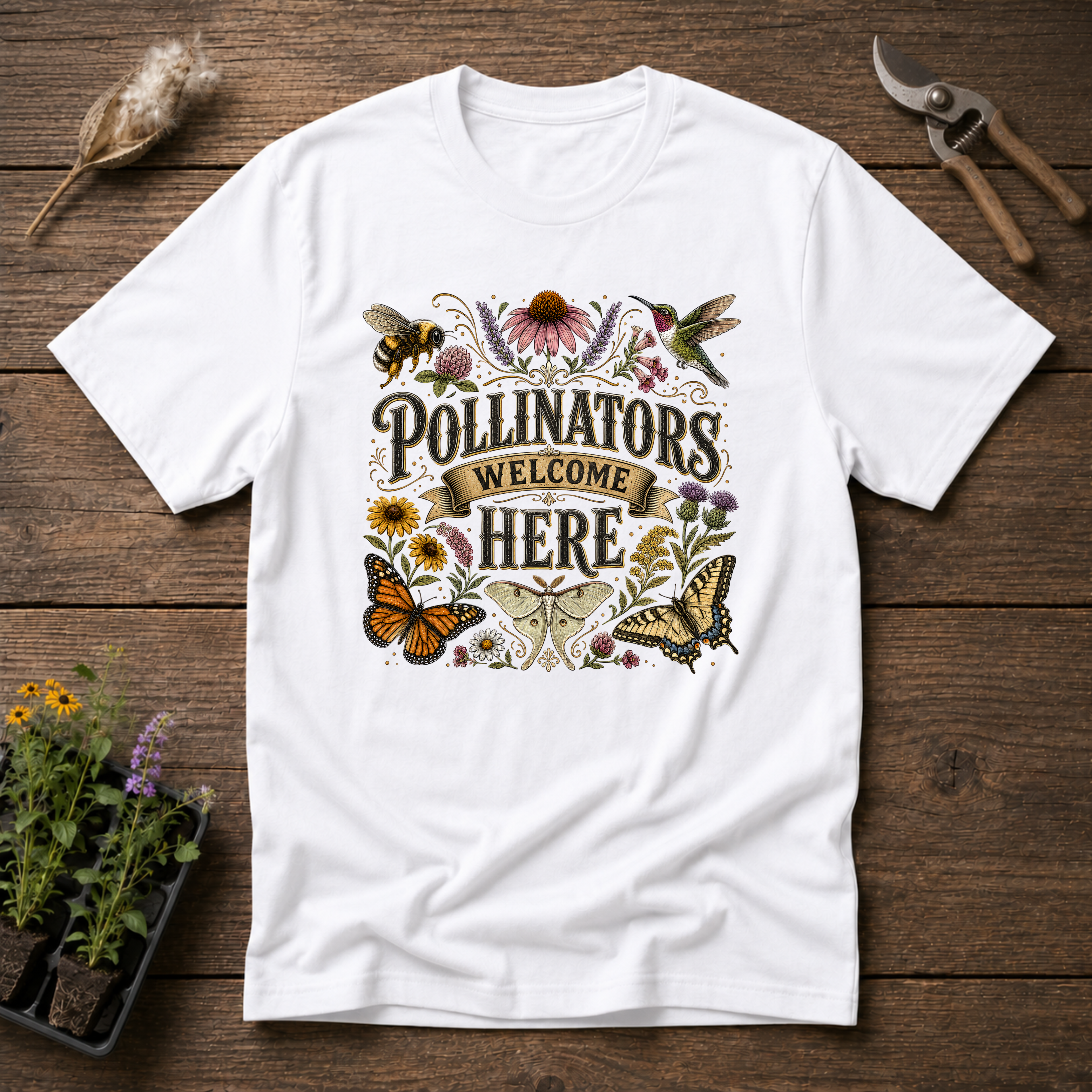 Pollinators Welcome Here T-Shirt