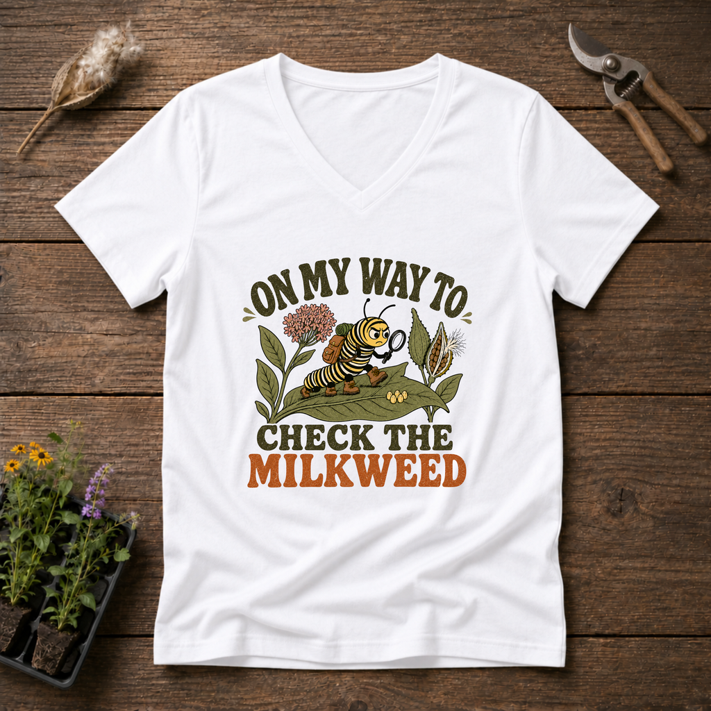 Checking The Milkweed V-Neck Tee in White