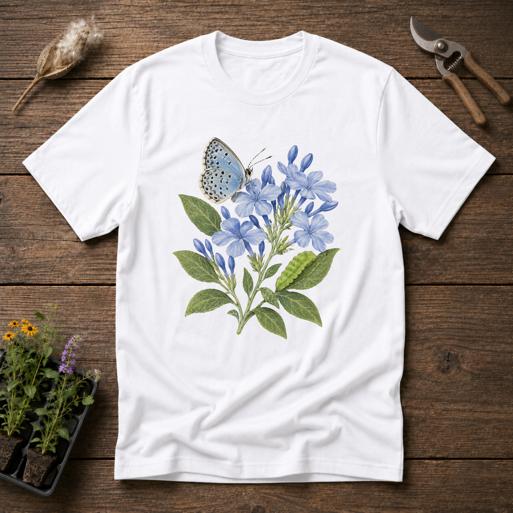 Cassius Blue Butterfly T-Shirt in White