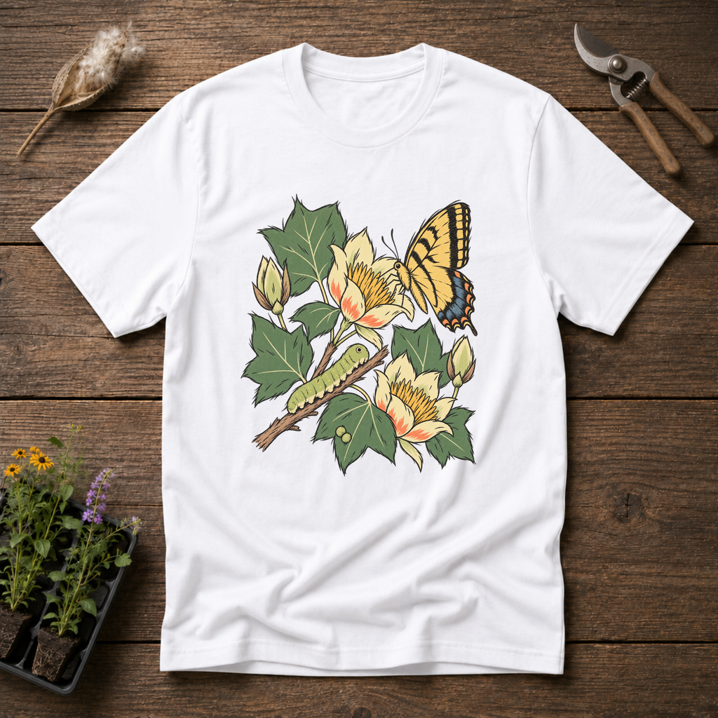Whimsical Swallowtail T-Shirt in White
