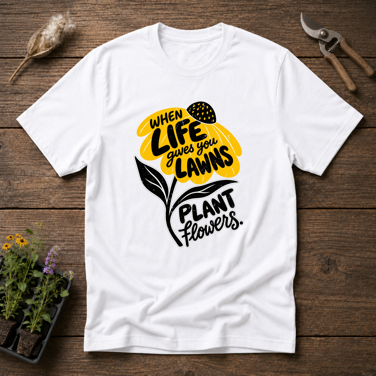 Plant Flowers Instead T-Shirt in White