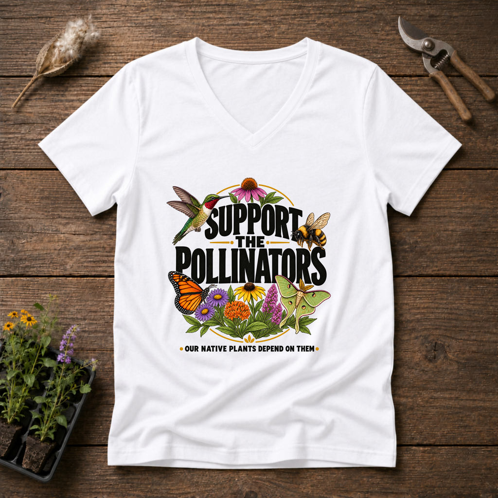 Support The Pollinators V-Neck Tee